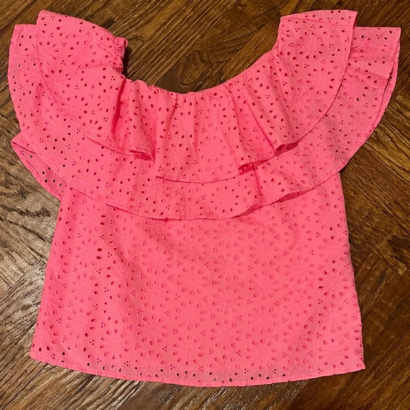 NEW Lilly Pulitzer Trixie One-Shoulder Ruffle Sun Burst Eyelet XXS $138 - Picture 2 of 5